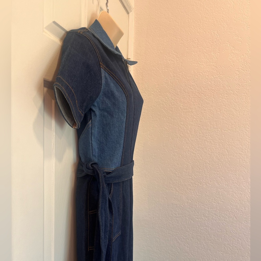 NEW Rare Stoned Immaculate Blue Jean Baby Denim Jumpsuit 70s Flared-Small/4-NWT - Picture 9 of 16